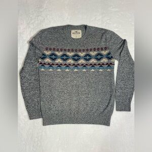 Hollister Blue and Maroon Patterned Men's Sweater